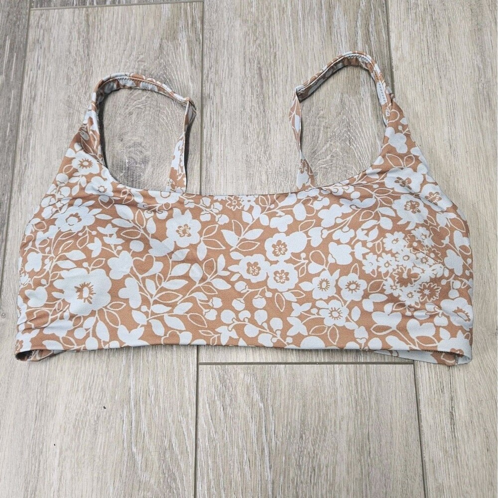 Everlane Blue Honey Floral Square Neck Scoop Bikini Top Women's XS